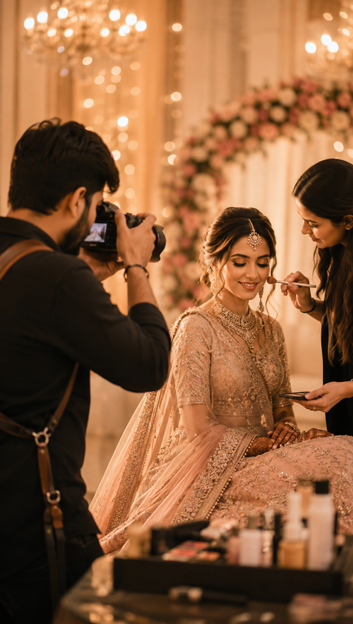 Wedding photographer capturing a bride